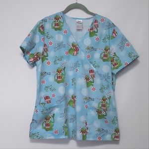 Disney The Muppets Kermit the Frog Christmas Nurse Scrubs Top Medium Holiday